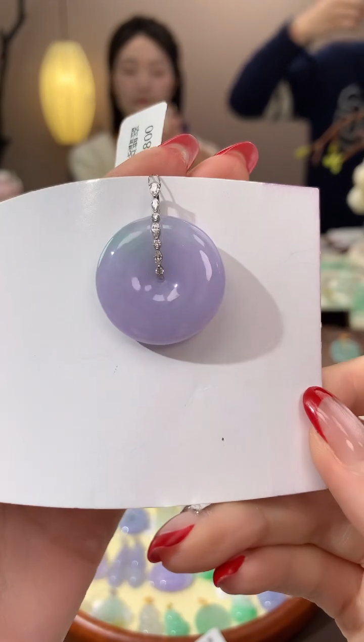 【闪购商品】翡翠颈饰18K金镶嵌天然缅甸a货翡翠