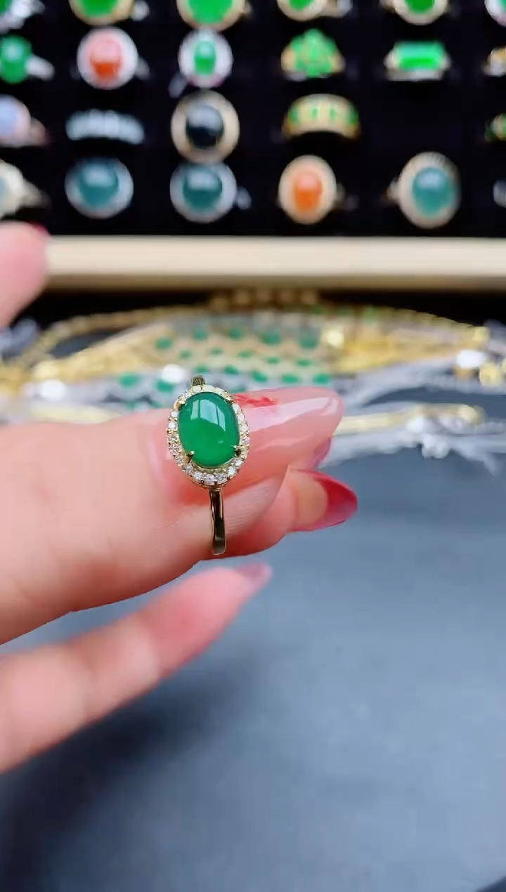 【闪购商品】翡翠戒指银S925镶嵌1321