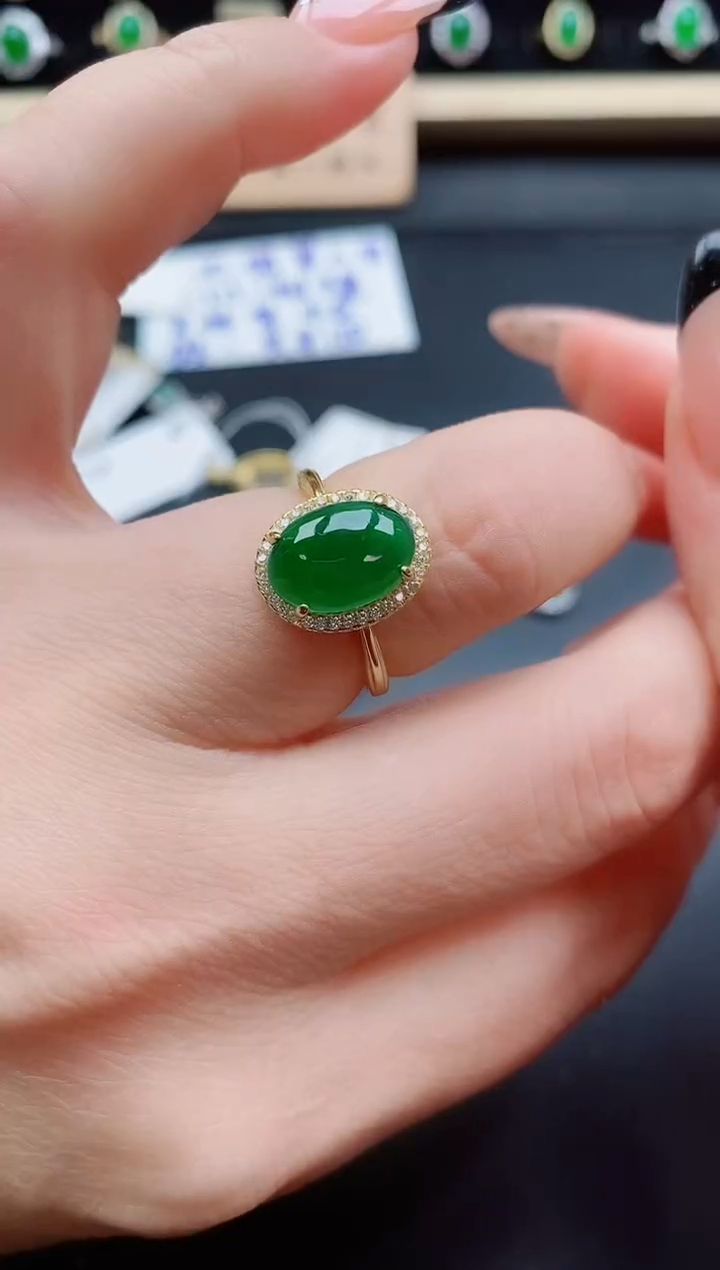 银S925镶嵌戒指翡翠1