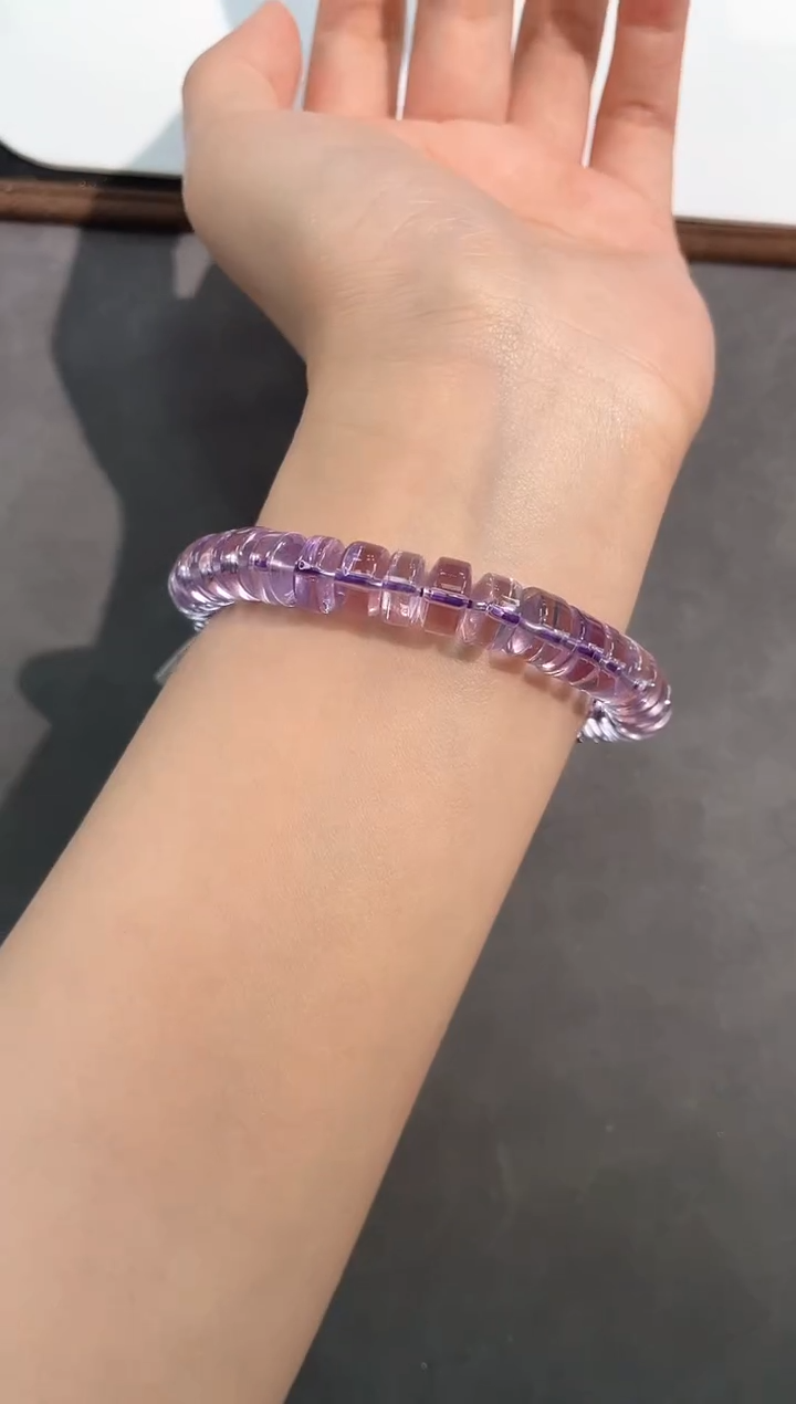 【闪购商品】水晶手链未镶嵌25号紫水算盘珠单圈9mm