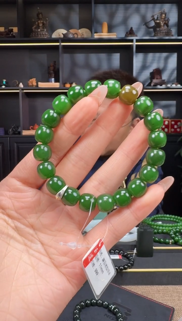 【闪购商品】和田玉1未镶嵌11mm碧玉老型手串