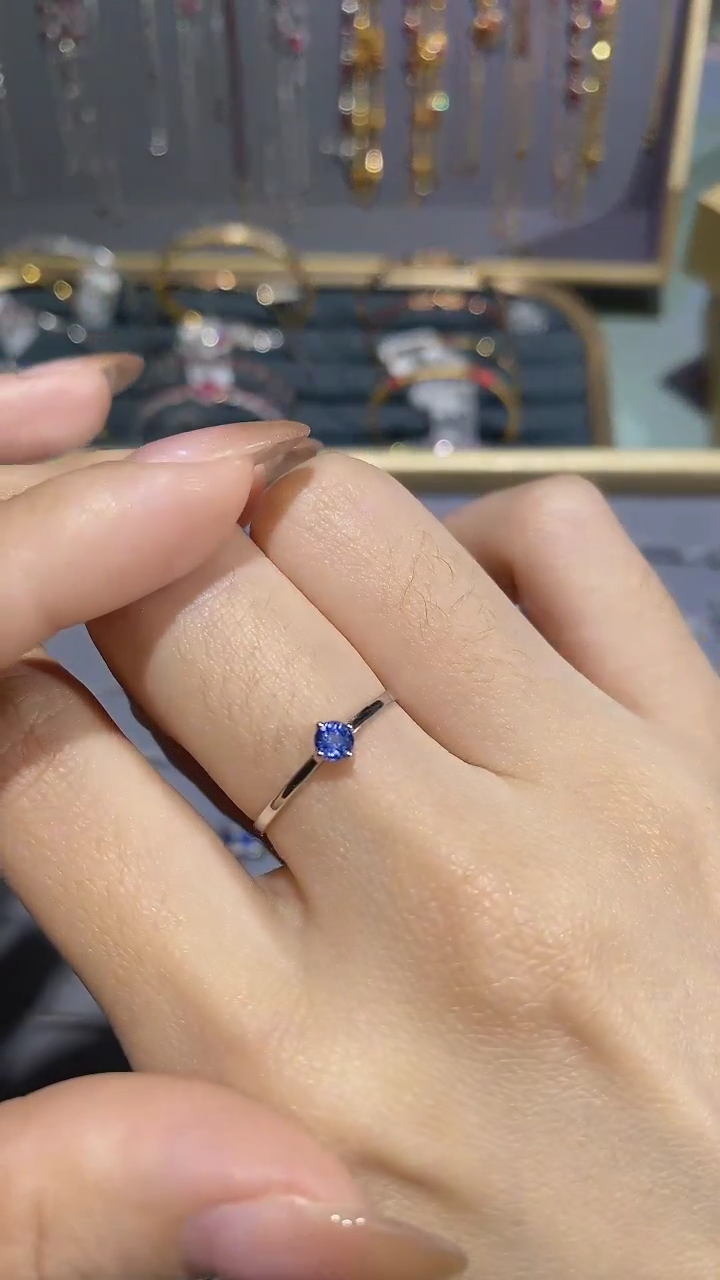 【闪购商品】蓝宝石戒指18K金镶嵌戒指
