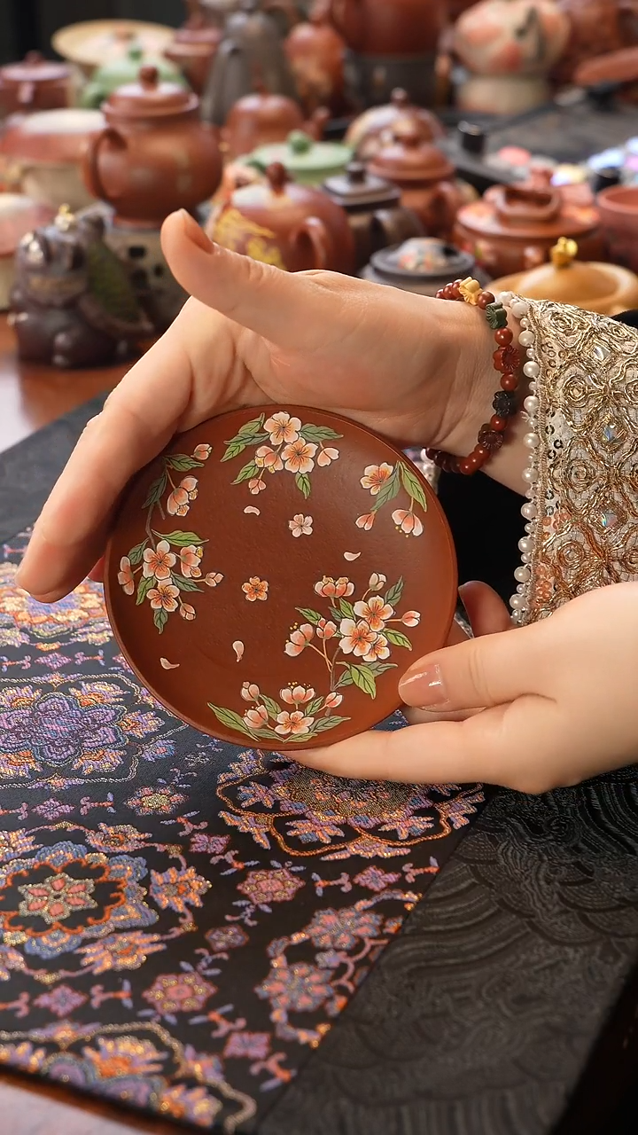 茶壶紫砂朱泥梅花杯垫子