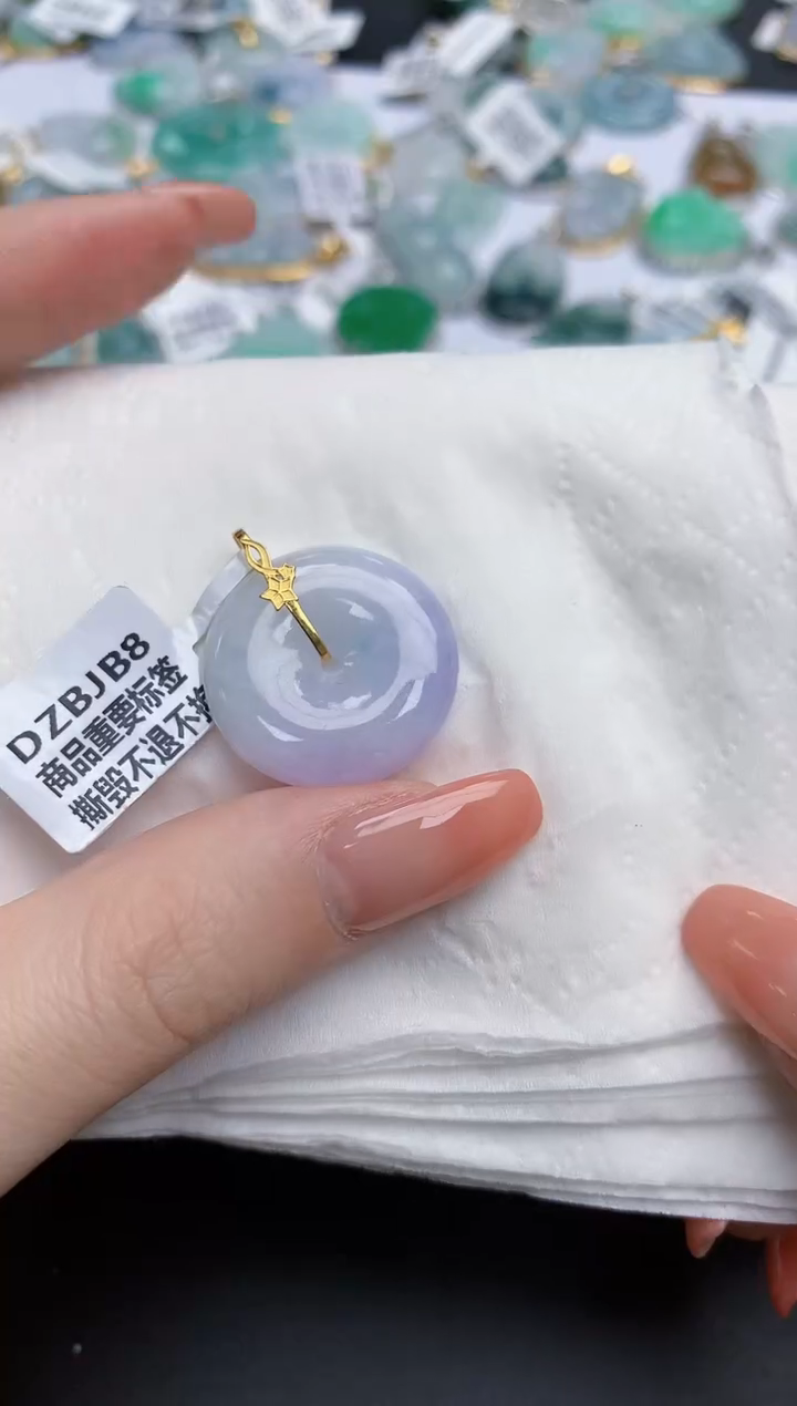 【闪购商品】翡翠颈饰18K金镶嵌天然缅甸翡翠A货