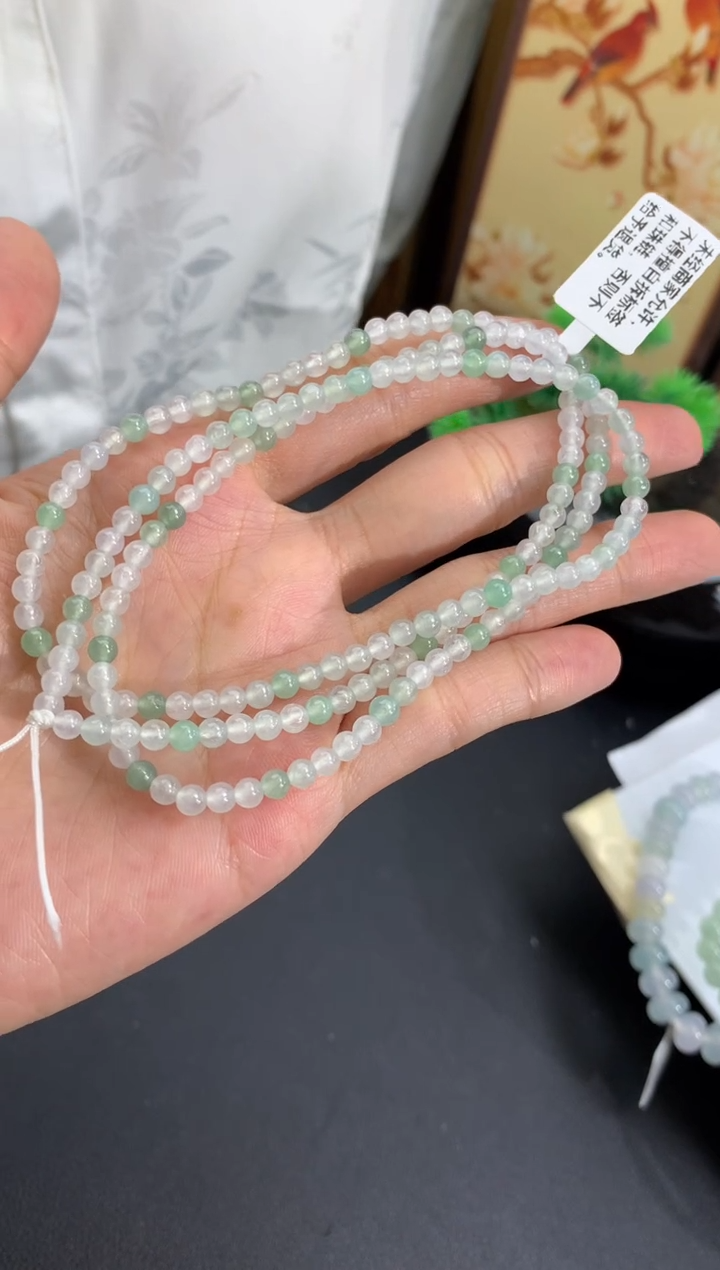未镶嵌手串翡翠双彩项链 卡3.8mm