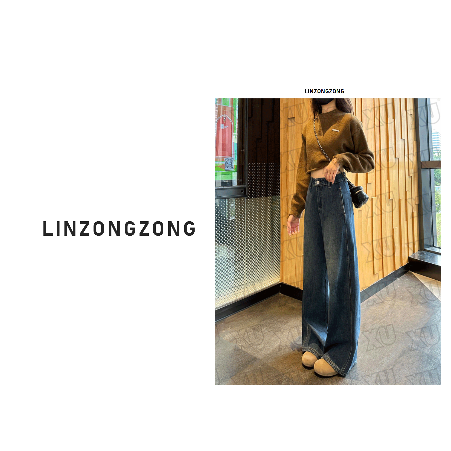 【林总总】【加绒/不加绒】侧开袋牛仔裤女秋冬高腰显瘦百搭7437 Q