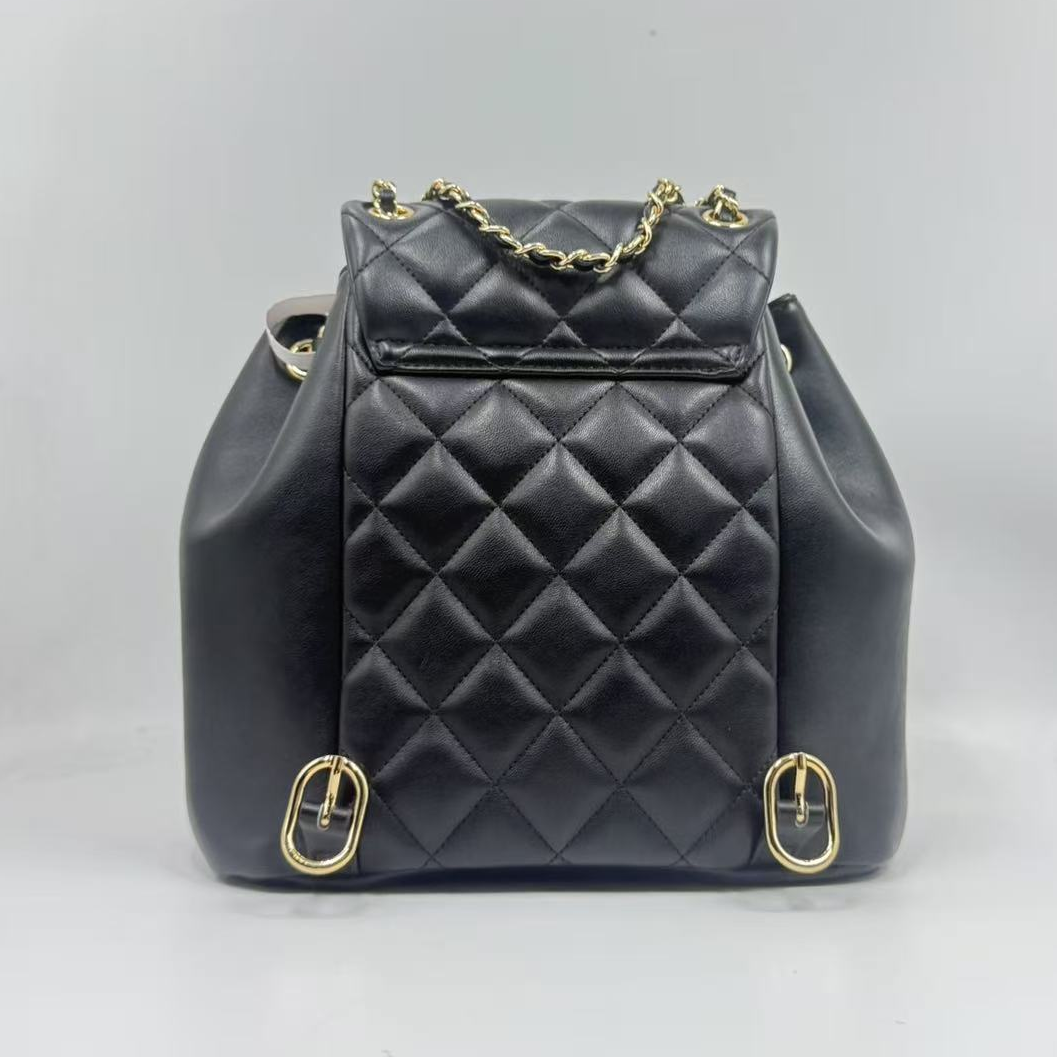 LQ-WITH-QUEEN真皮女包双肩小书包黑色10898