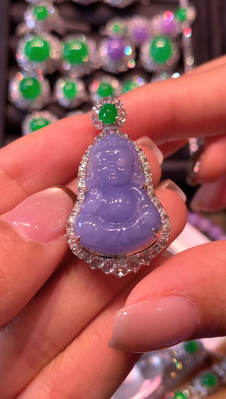 吊坠(不含链)18K金镶嵌翡翠翡翠