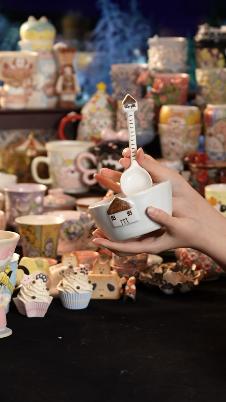 摆件陶景德镇釉下彩手绘设计师款陶瓷