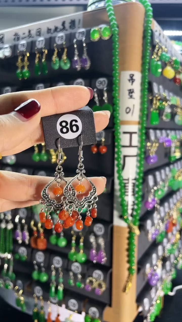 【闪购商品】翡翠耳饰银S925镶嵌86    