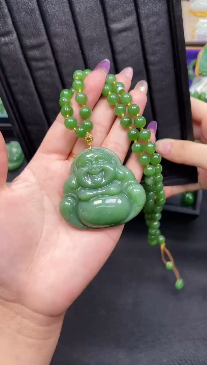 【闪购商品】和田玉套链18K金镶嵌55MM 多样性发一