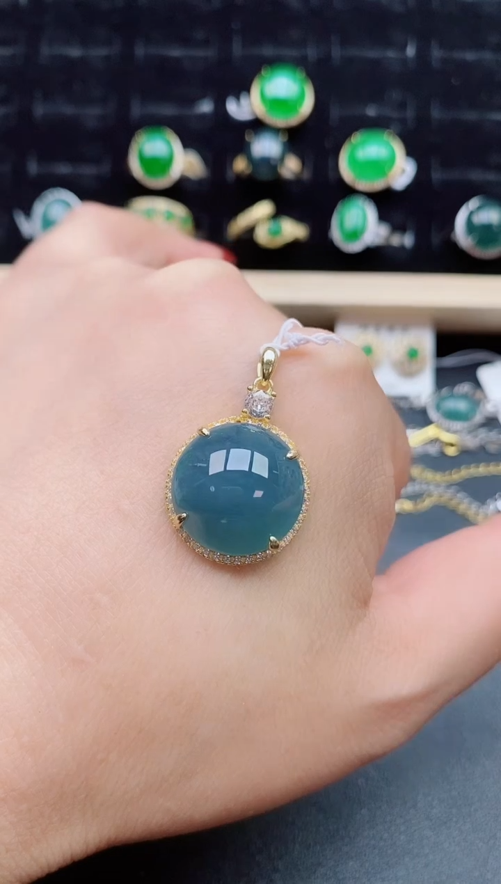 【闪购商品】翡翠吊坠(赠链)银S925镶嵌508505