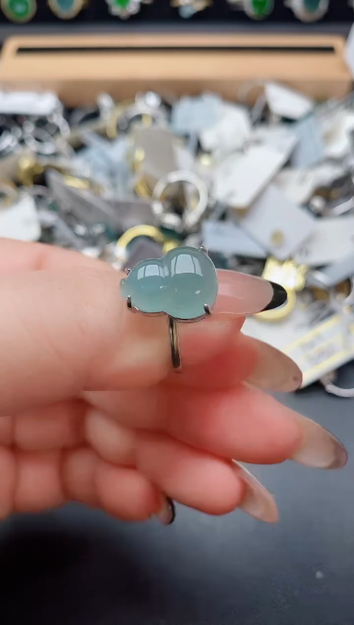 银S925镶嵌戒指翡翠1