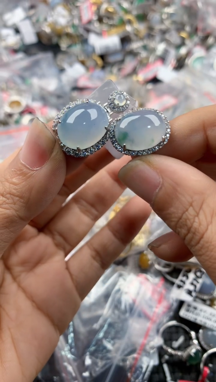 银S925镶嵌戒指翡翠1010---2