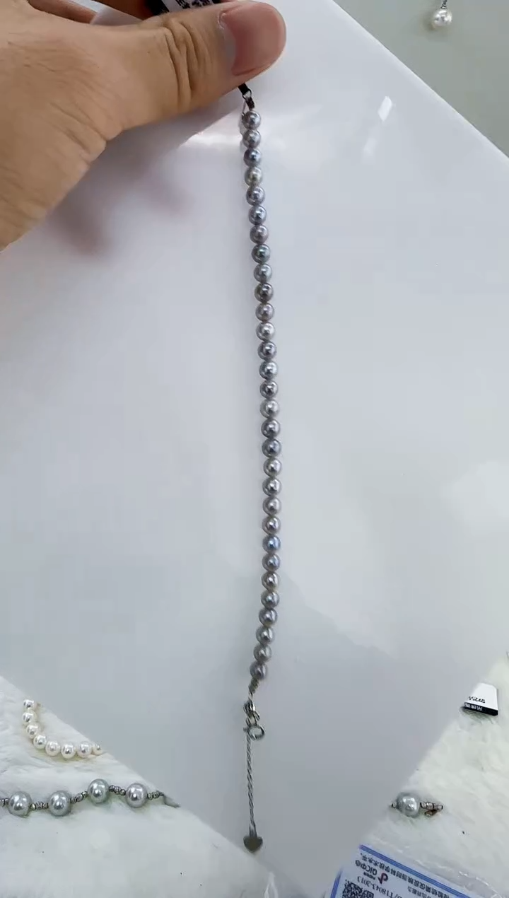 未镶嵌海水珍珠DA灰珠手链5-6 a081