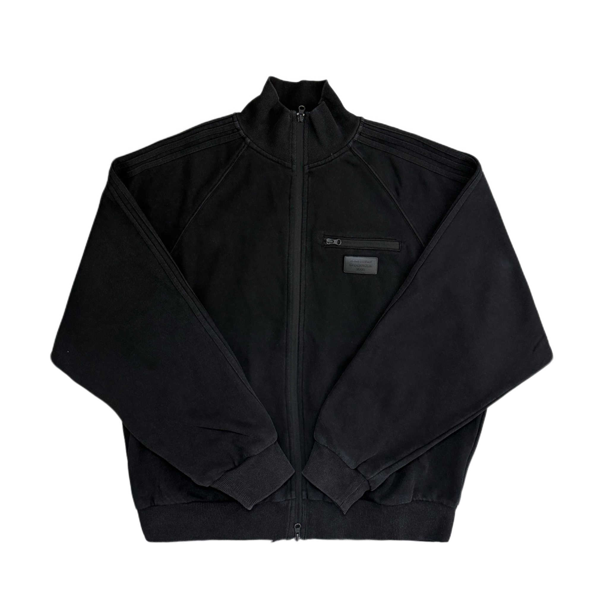 [SN]黑灰色水洗炒盐做旧时尚拉链出街美式款酷感立领外套(暖暖冬