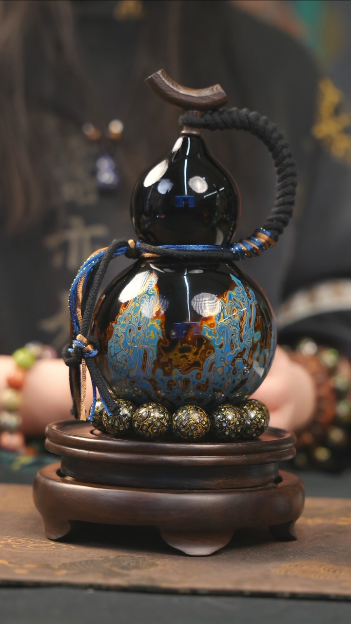 【闪购商品】YN220漆艺酒葫芦不包手串及旋转底座