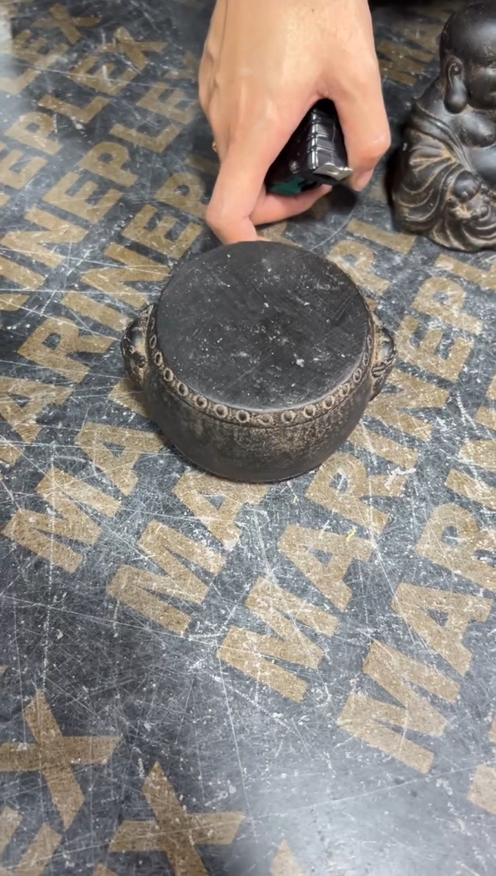 陶土【火山泥】兽头小鼓底座