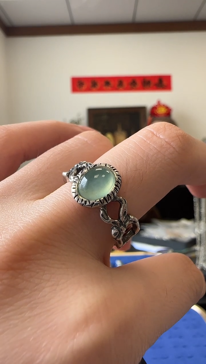 【闪购商品】翡翠戒指银S925镶嵌银镶