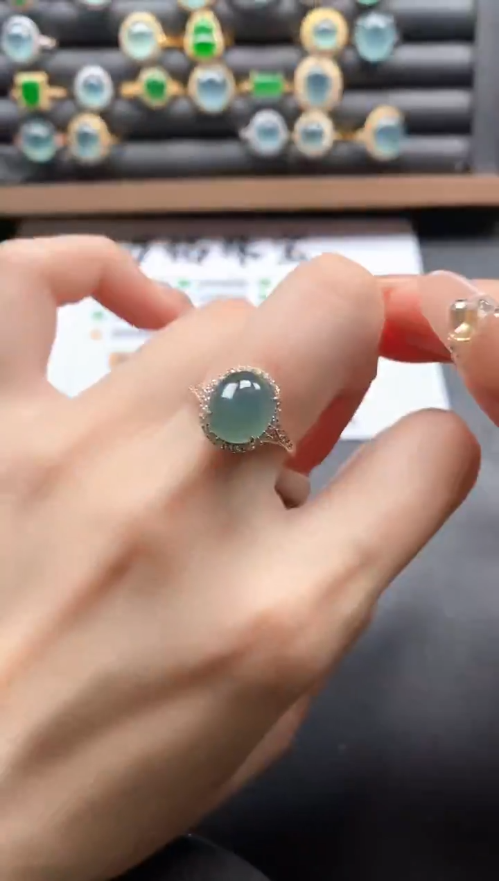 银S925镶嵌戒指翡翠51511