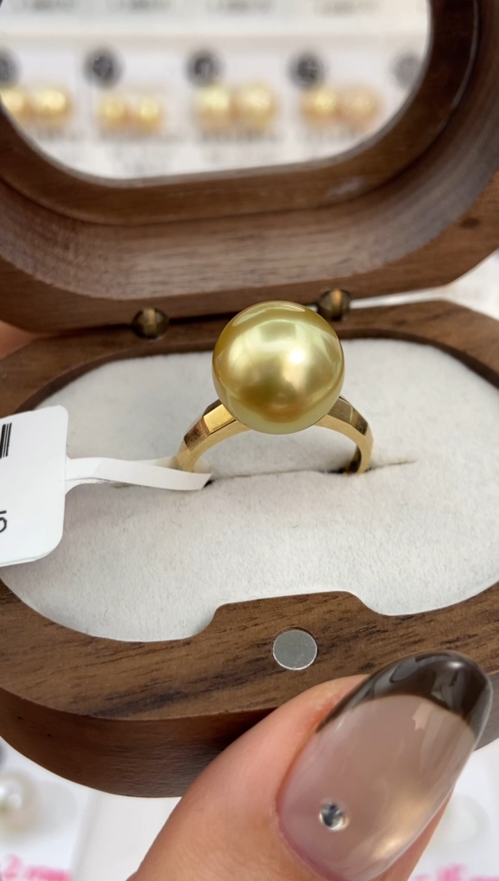 18K金镶嵌戒指海水珍珠11-12