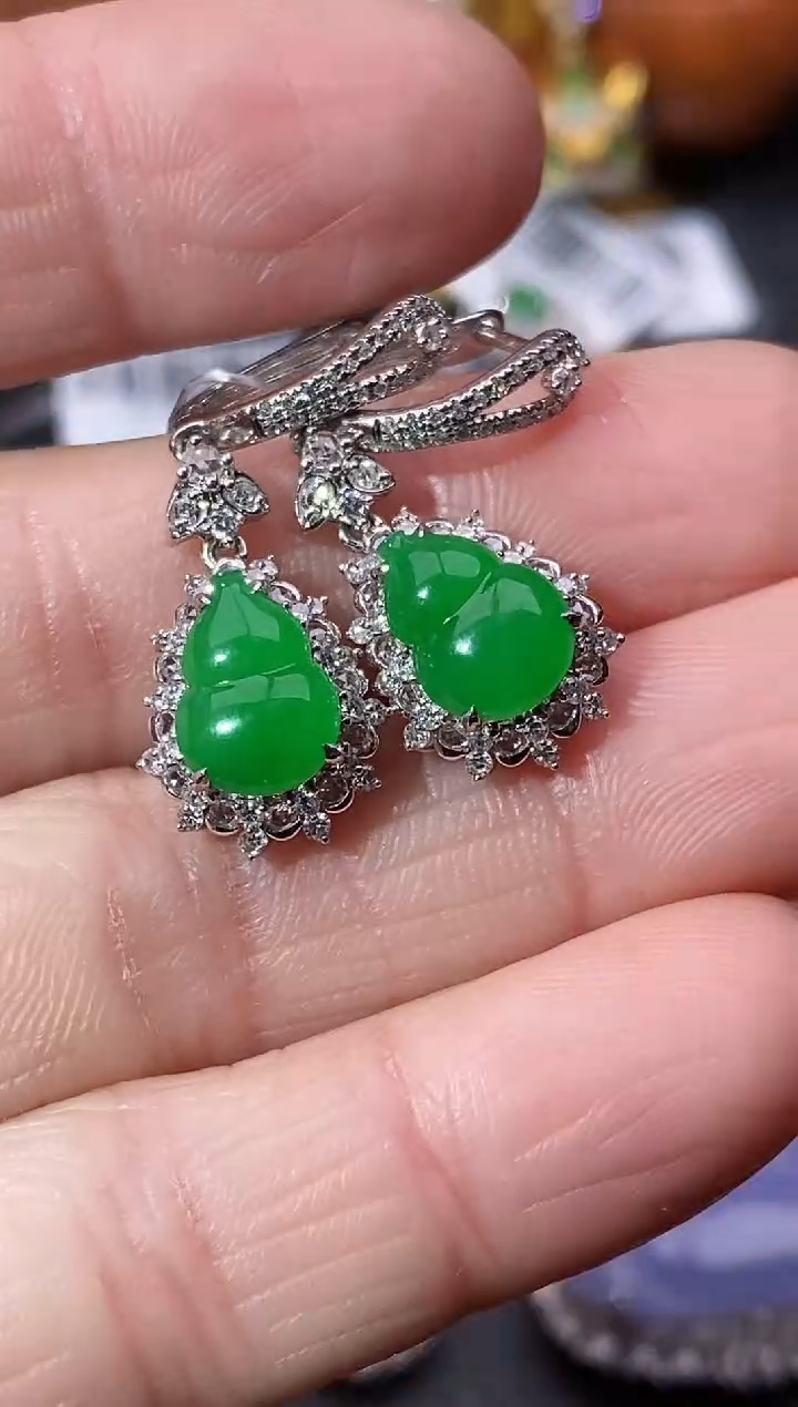 【闪购商品】翡翠耳饰18K金镶嵌耳饰