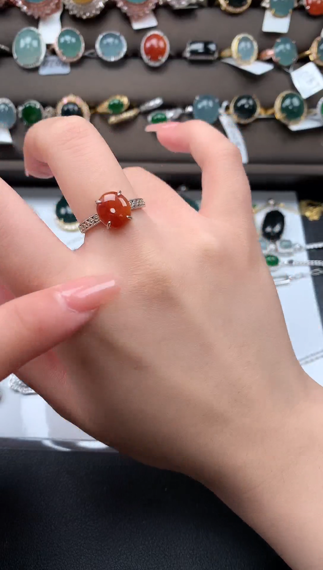 【闪购商品】翡翠戒指银S925镶嵌5142