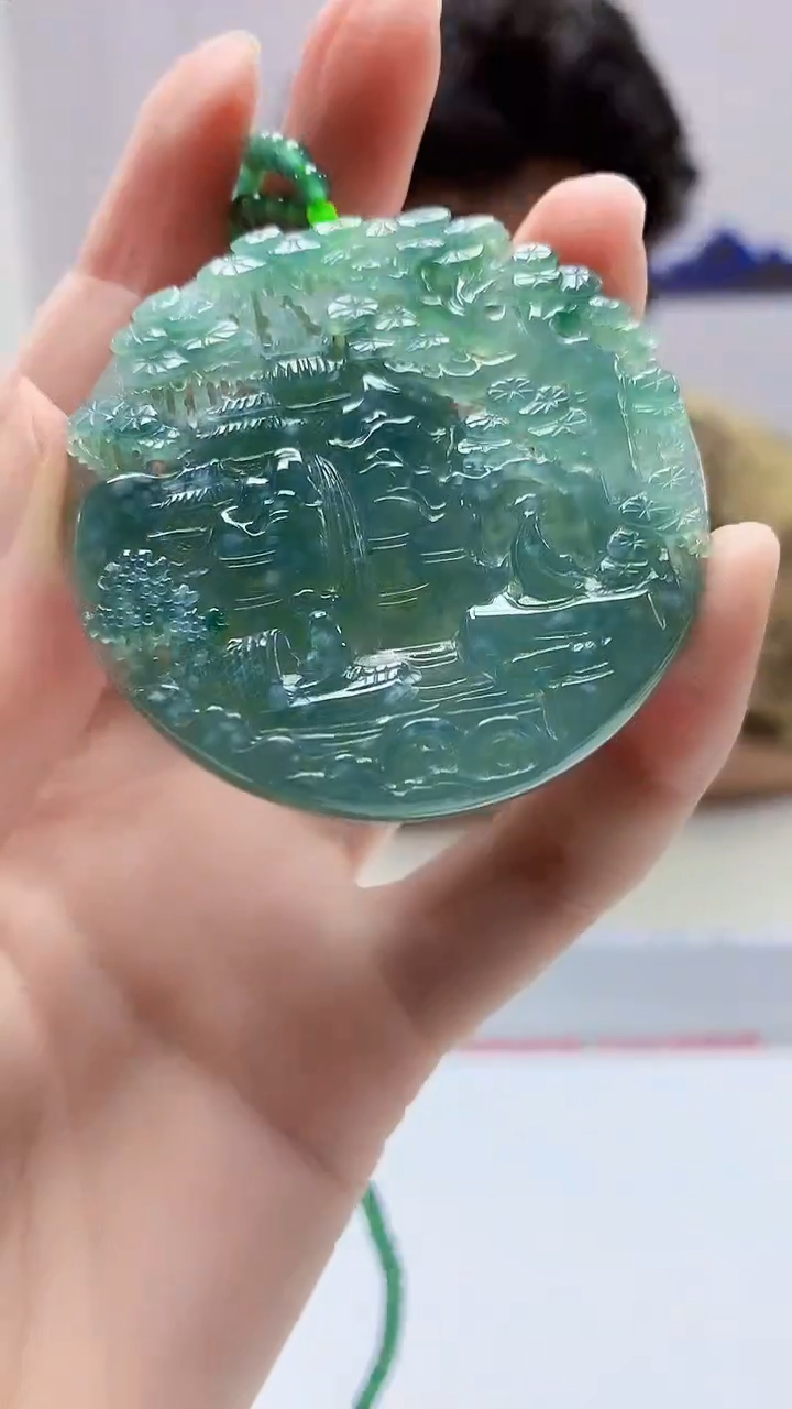 【闪购商品】定制翡翠未镶嵌4688zm-毛货挂件山水291