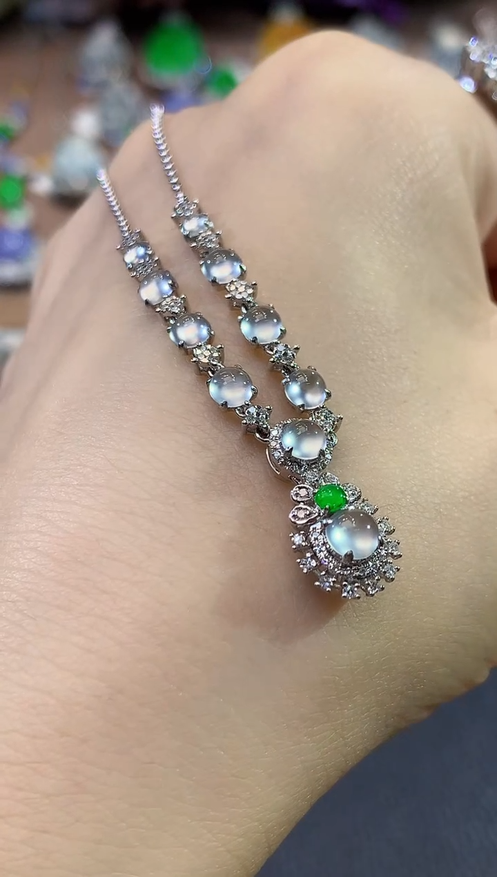 项链18K金镶嵌翡翠A121 多样性发一件