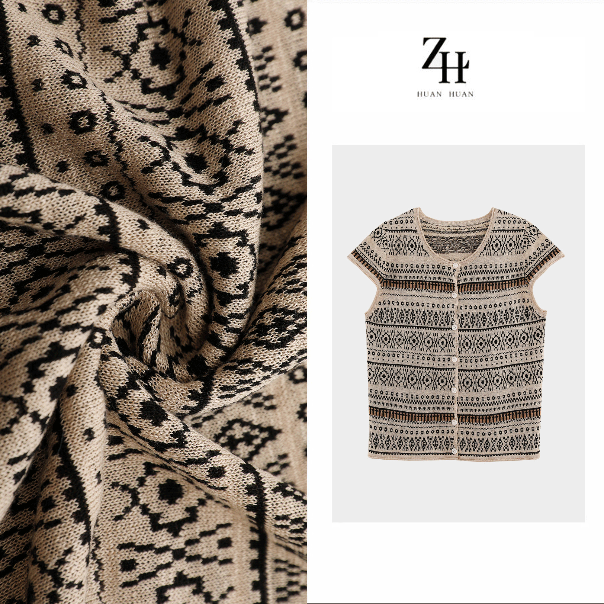 【ZH】复古波西米亚风薄款短袖开衫夏季透气舒适百搭上衣女A20966