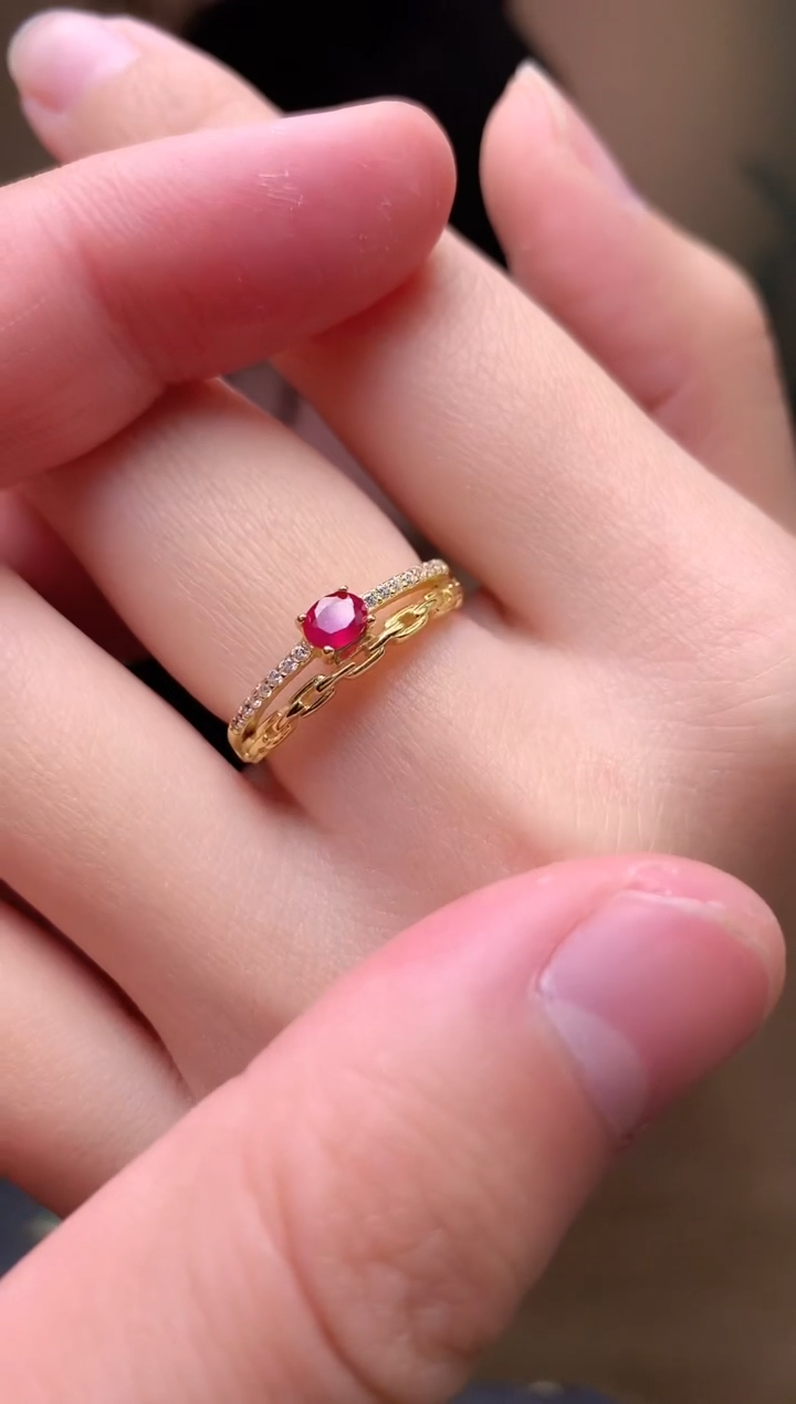 【闪购商品】红宝石戒指银S925镶嵌戒指