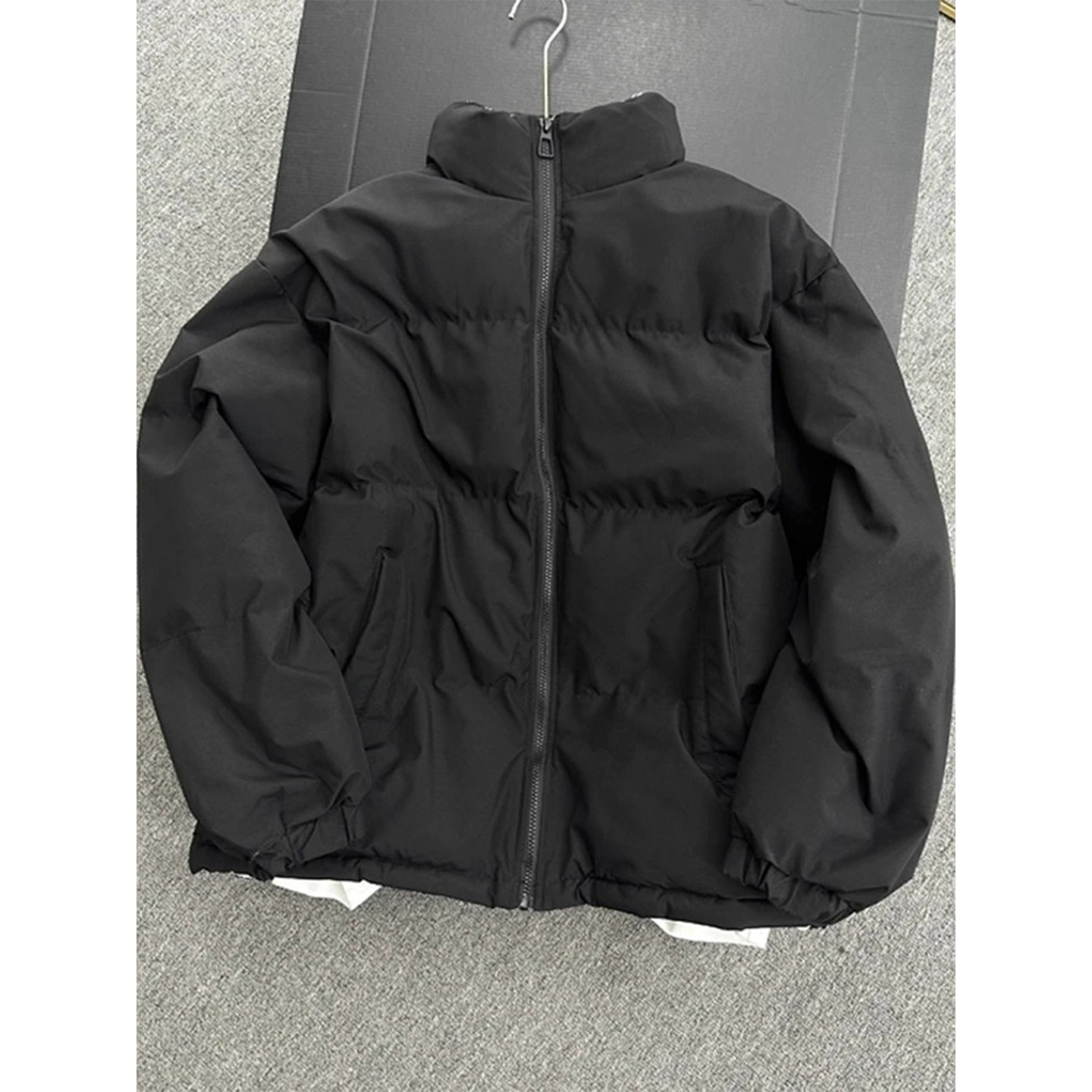 黑白格子棉服男款秋季高级感痞帅立领面包服cleanfit情侣棉衣外套