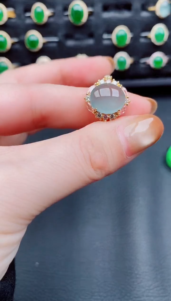 【闪购商品】翡翠戒指银S925镶嵌天然a货翡翠88