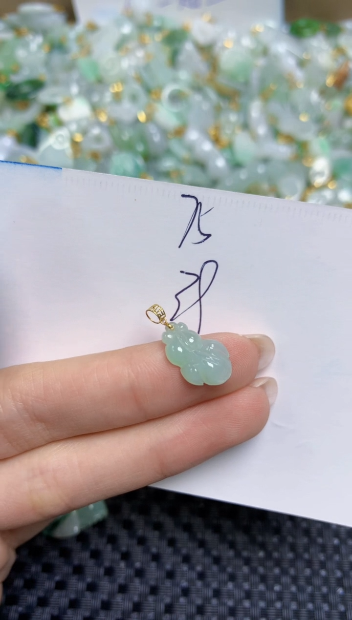 【闪购商品】翡翠颈饰18K金镶嵌天然缅甸A货翡翠