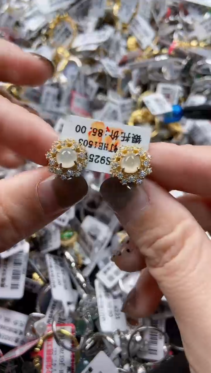 翡翠戒指银S925镶嵌2222----7