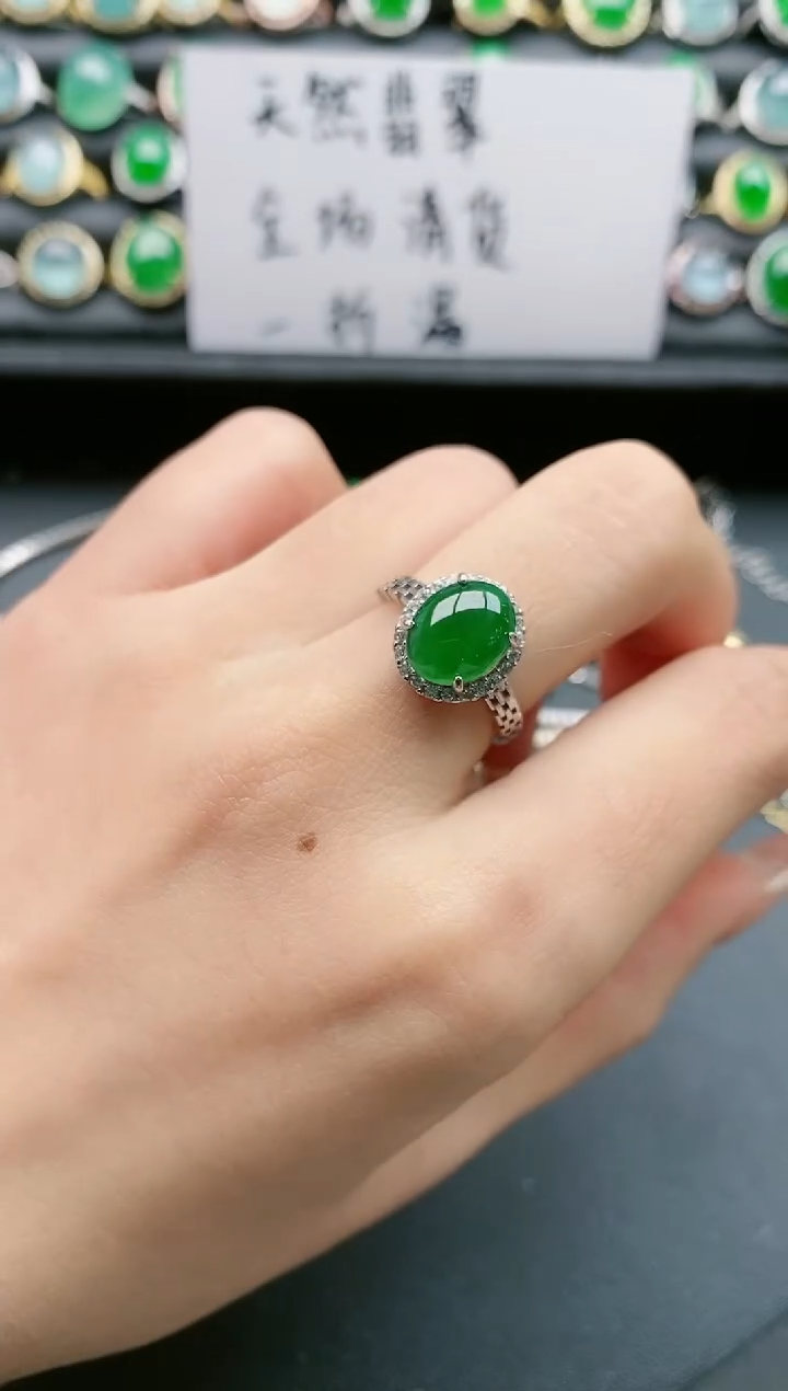 【闪购商品】翡翠戒指银S925镶嵌11111