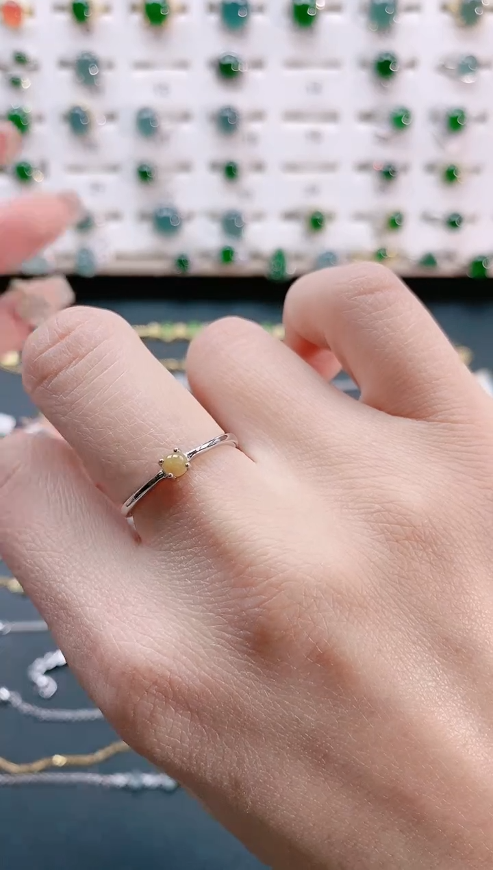 【闪购商品】翡翠戒指银S925镶嵌天然翡翠