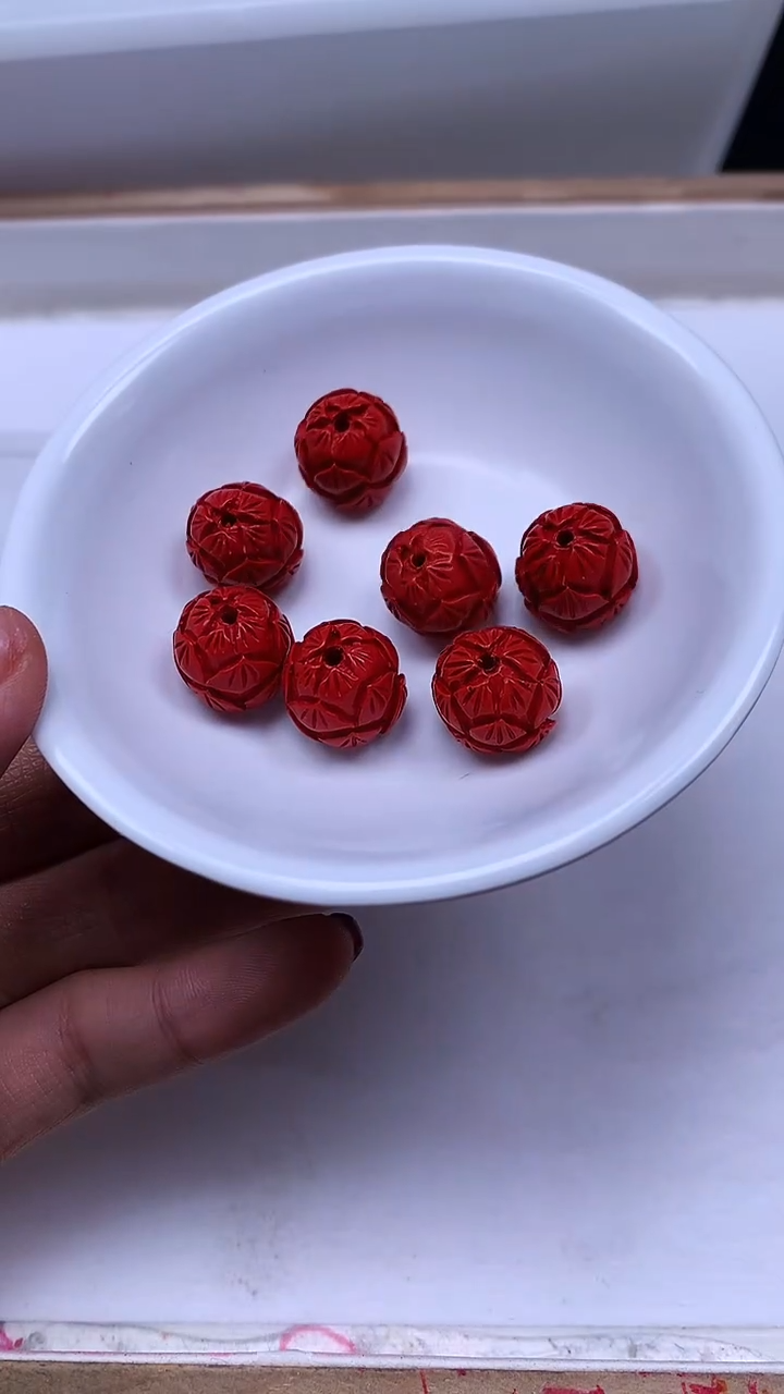 未镶嵌散珠拼合珍珠（马贝珠）E176 红 砂莲花14*13mm2个6元