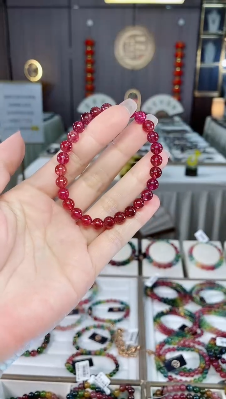 收藏级老矿碧玺单圈手串6mm+未镶嵌碧玺hon多样性发货一条