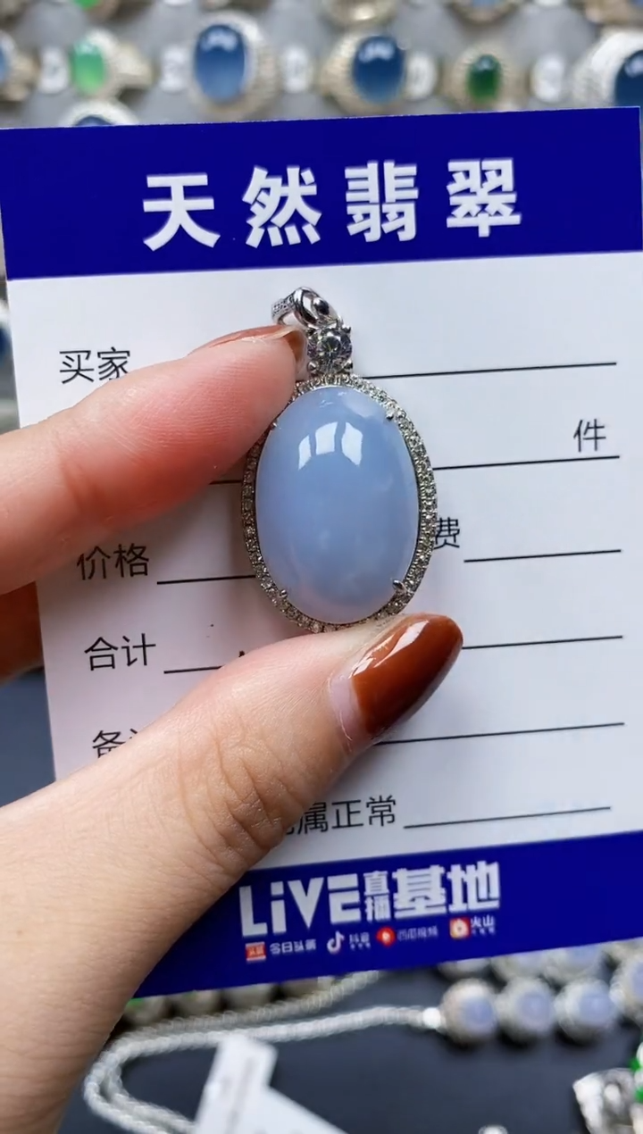 翡翠银S925镶嵌颈饰613