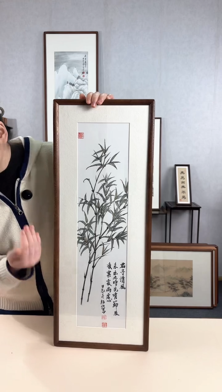 【闪购商品】国画手绘*竹子*28*72cm实木框