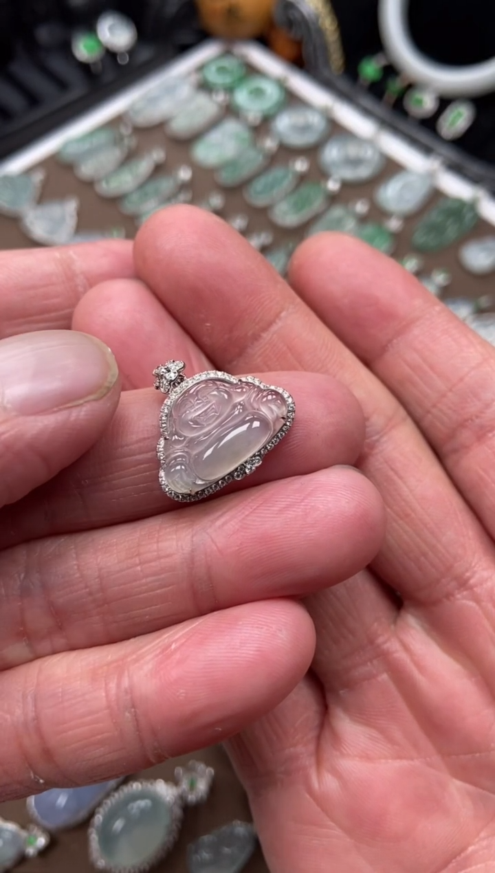 【闪购商品】翡翠吊坠(不含链)18K金镶嵌佛公