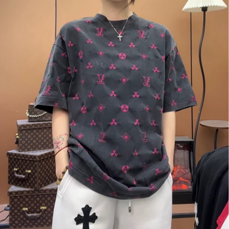 Q-F43-2025春夏新款水洗潮牌激光烧花短袖