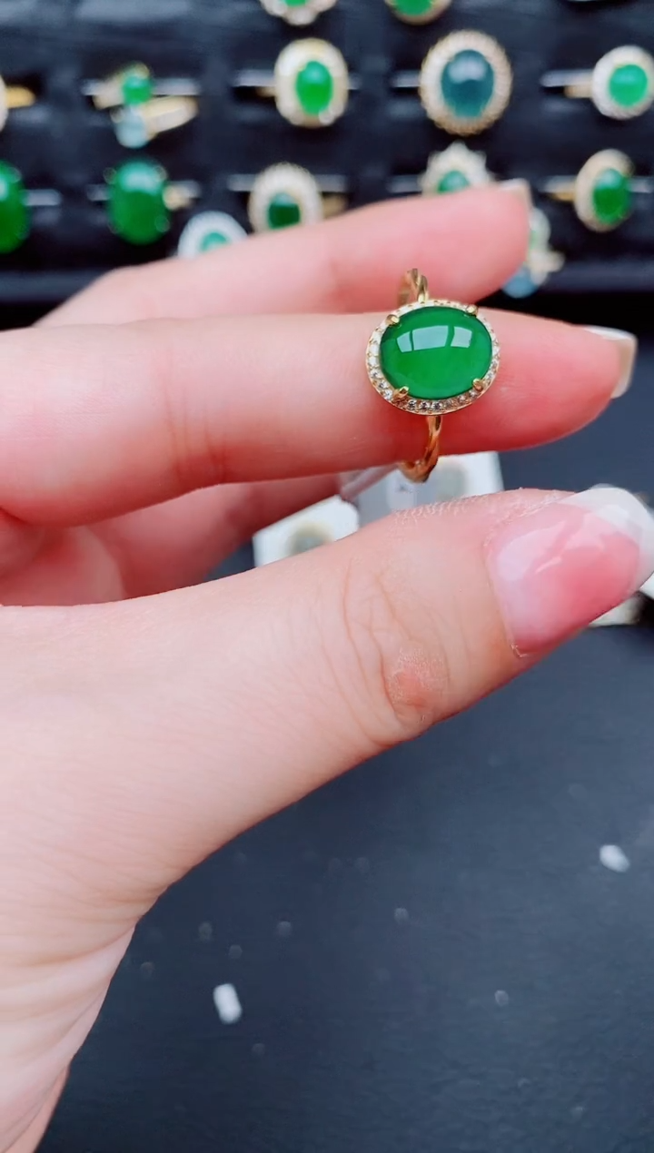 翡翠戒指银S925镶嵌天然a货翡翠276