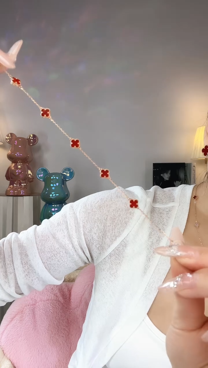 【闪购商品】玛瑙/玉髓手链18K金镶嵌红色手链