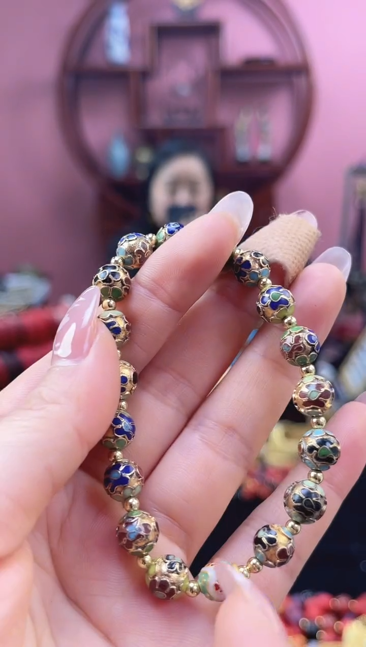 非遗 景泰蓝金地手串 0.8工美