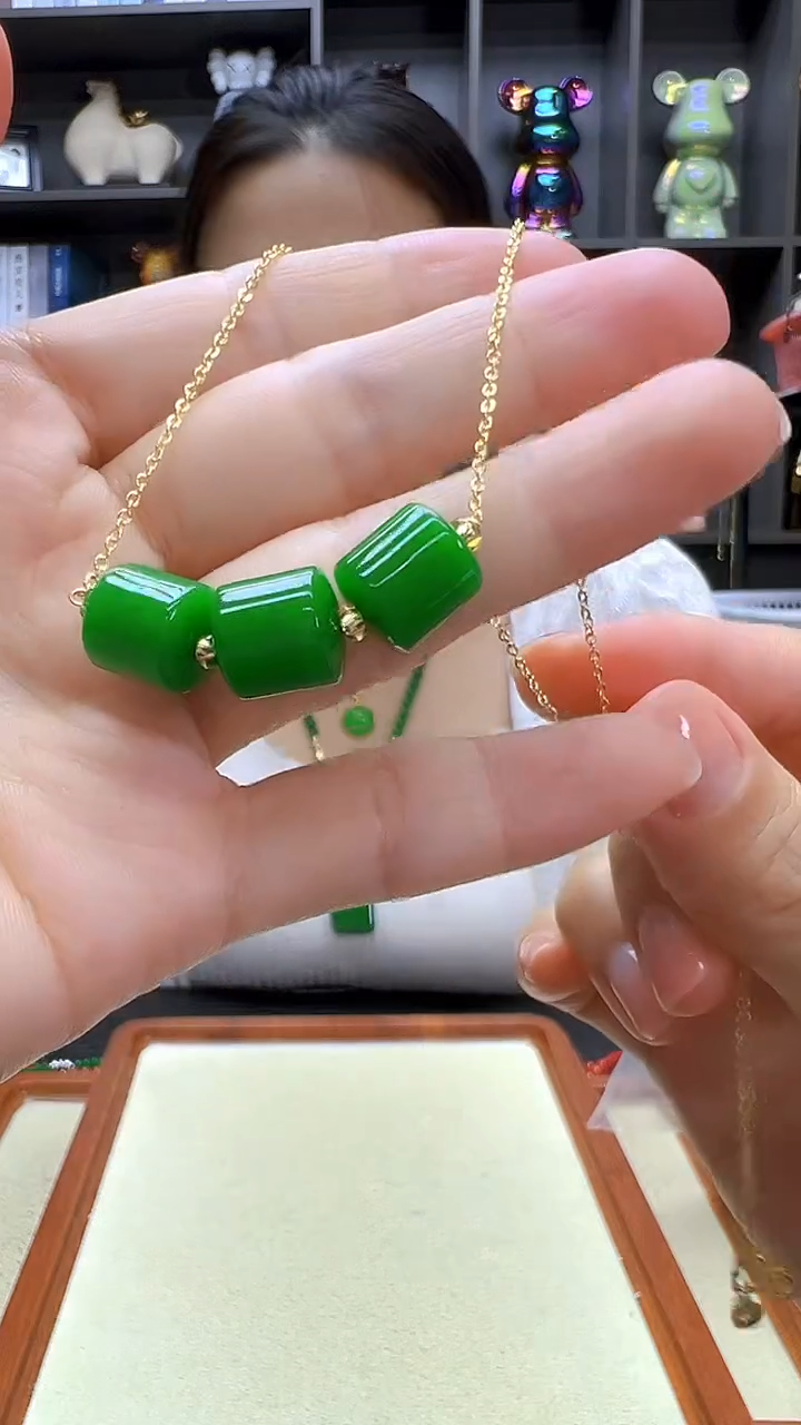 翡翠14K金镶嵌颈饰丹丹diy劲饰