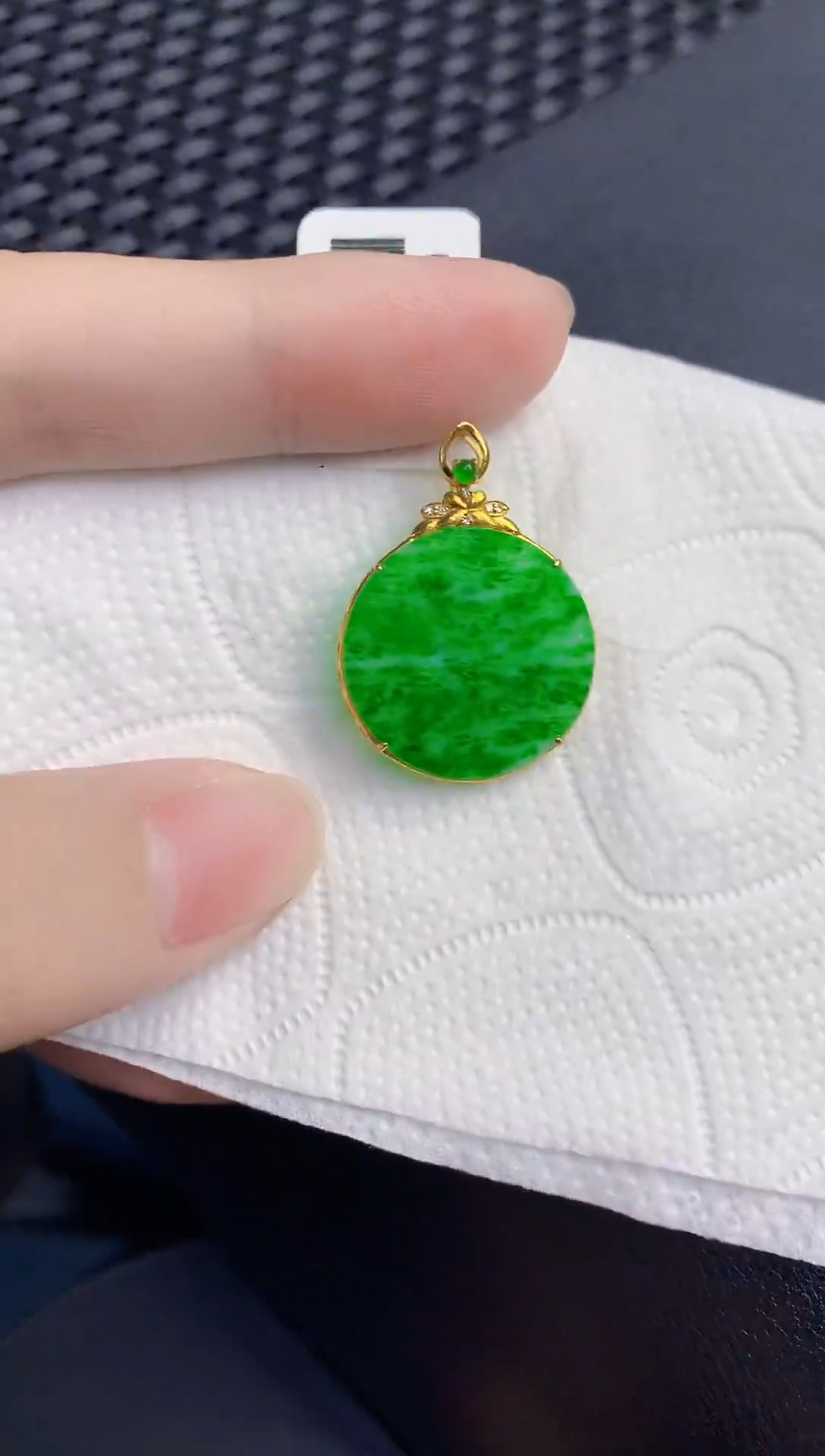 颈饰18K金镶嵌翡翠天然翡翠缅甸A货