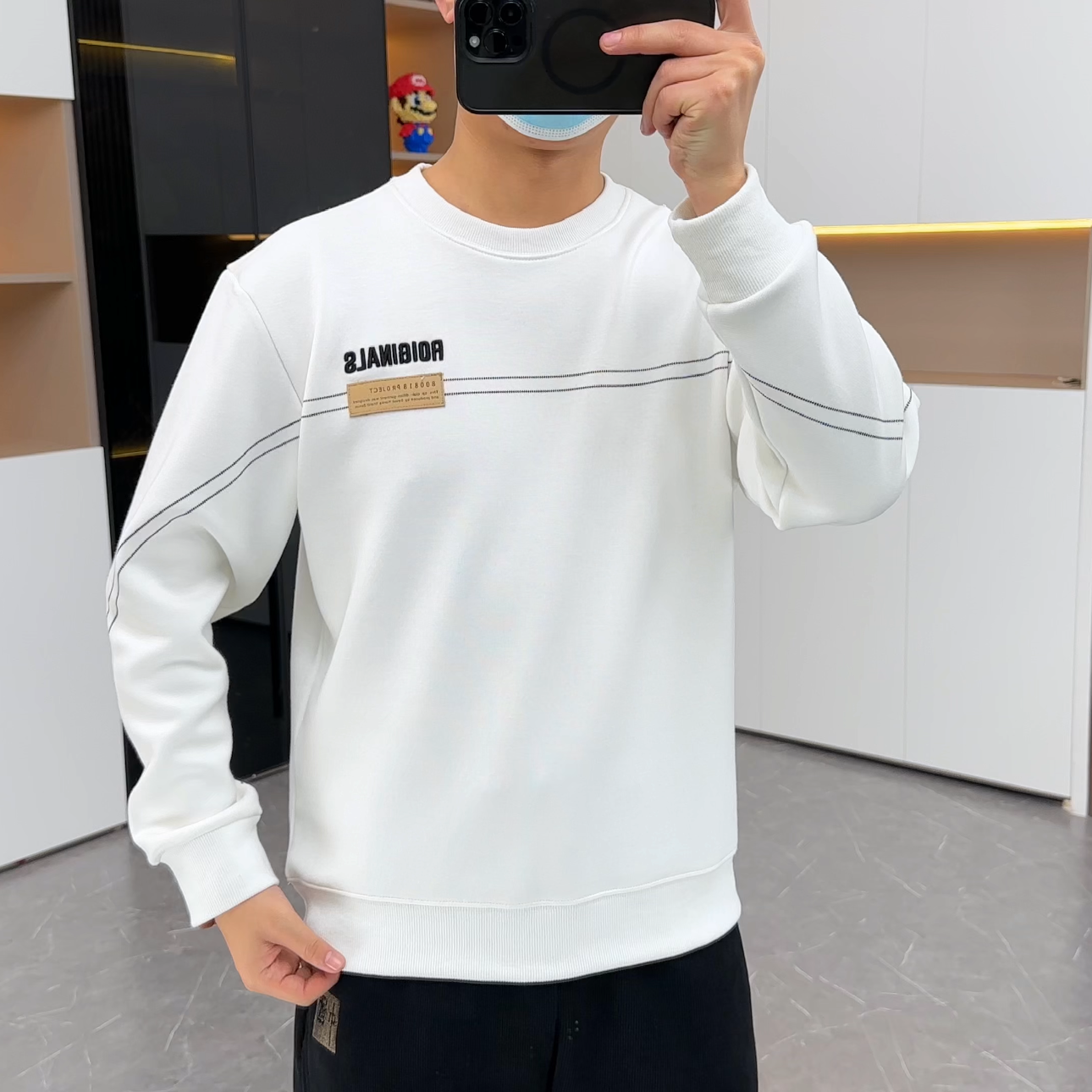 【明哲男装】秋冬季加绒加厚明线卫衣 D004