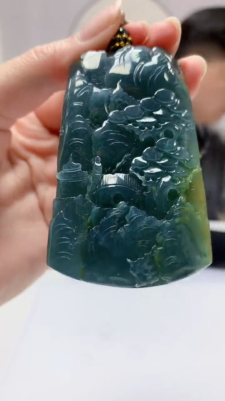 【闪购商品】定制翡翠未镶嵌4917zm-毛货挂件60山水